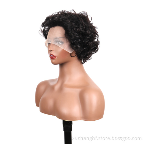 Perruque Pixie Cut Wig Human Hair Curly Bob Short Pixie Cut Lace Wig Bleached Knots Lace Frontal 13x4 Pixie Wig With Baby Hair